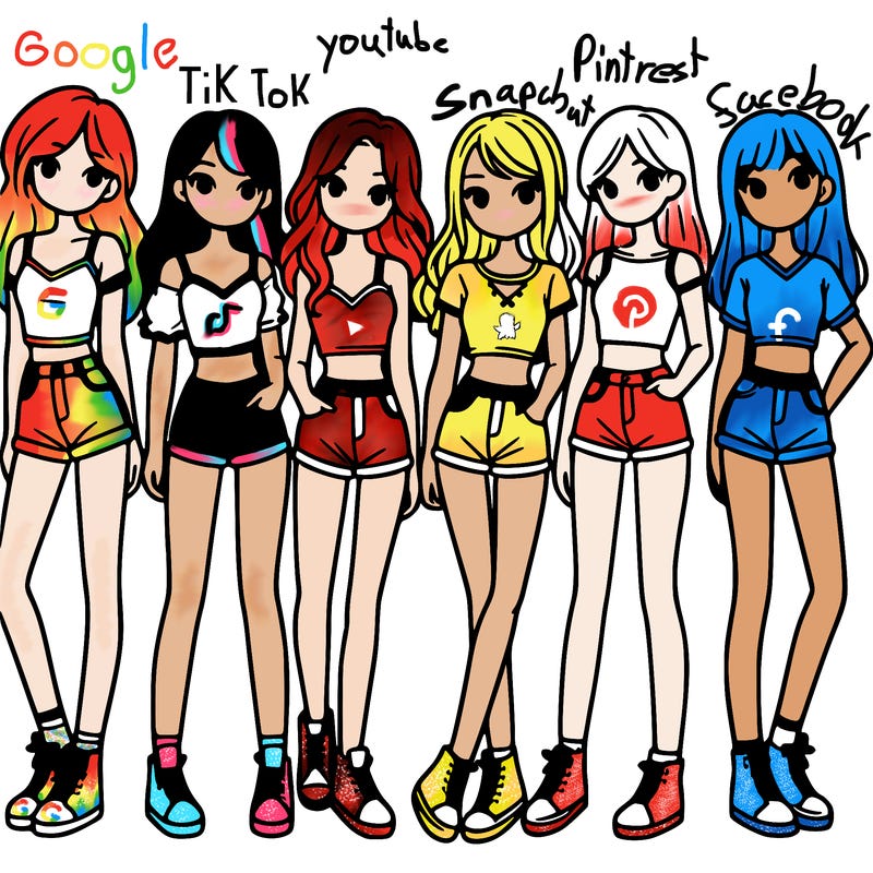 a group of girls wearing crop tops and shorts