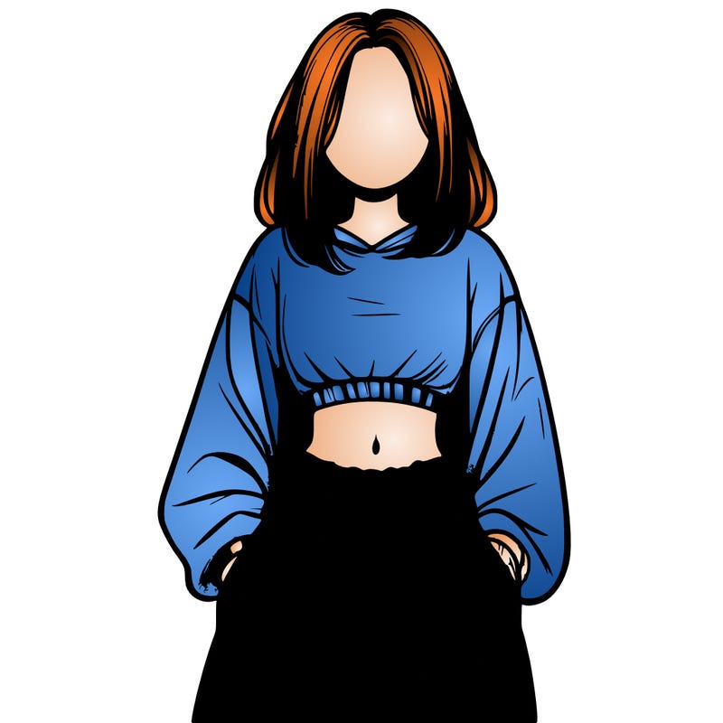 realistic girl faceless with baggy pants and a crop top