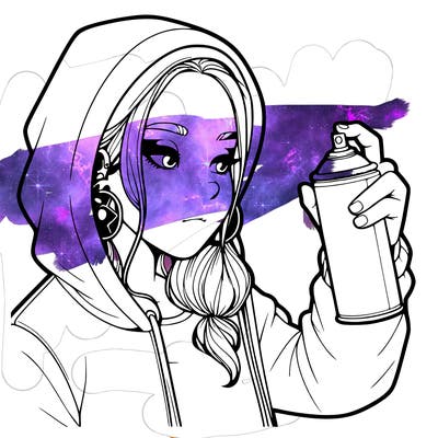 a realistic girl, spray painting