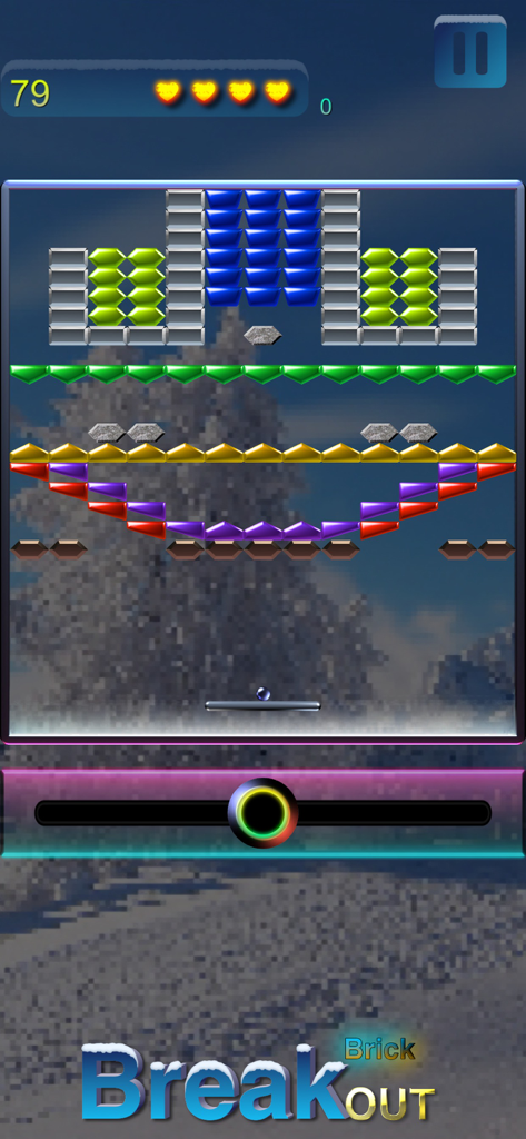 Break Brick Out - Fun to break - Gameplay screen of Break Brick Out showing colorful bricks and a paddle