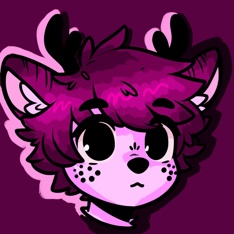 a humanoid deer with soft fluffy ears