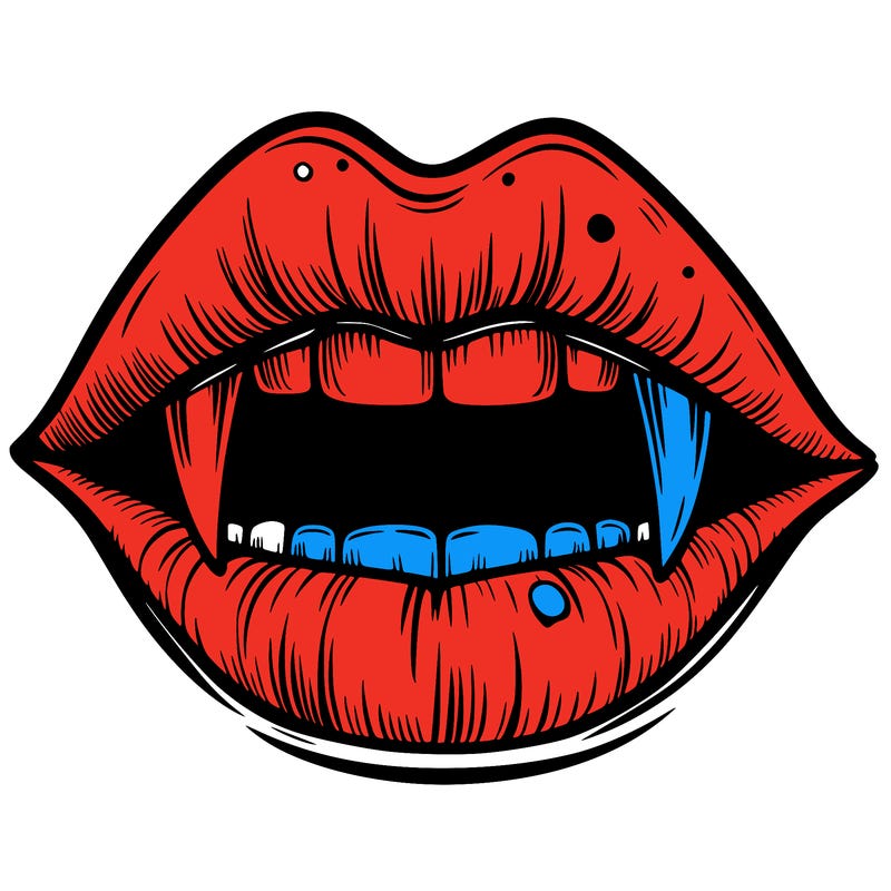 lips with vampire teeth