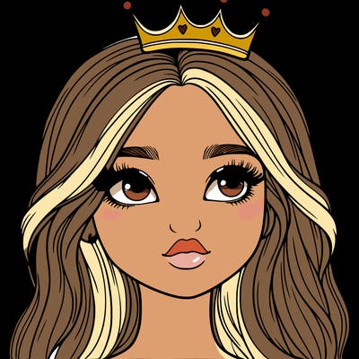a realistic girl with a crown on