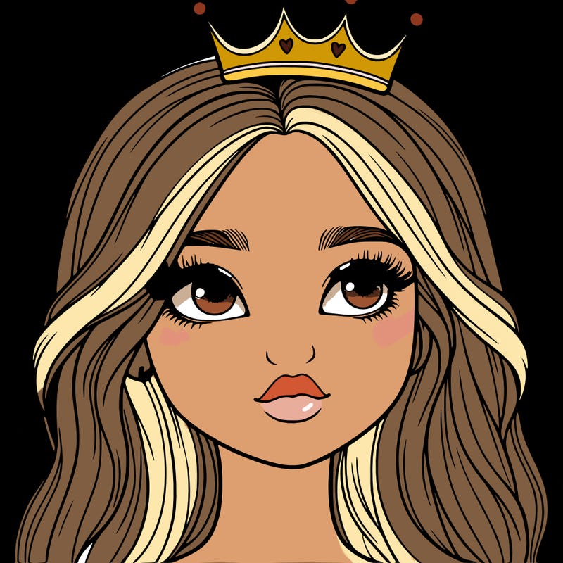 a realistic girl with a crown on