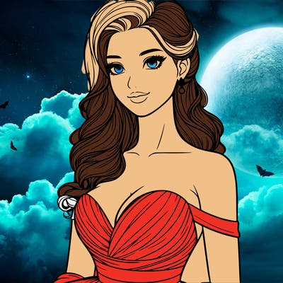 realistic woman in a beautiful dress