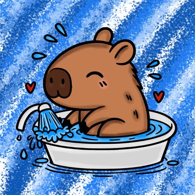 capybara taking a bath