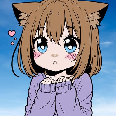 shy anime catgirl