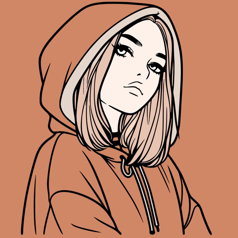 a realistic girl in a hoodie