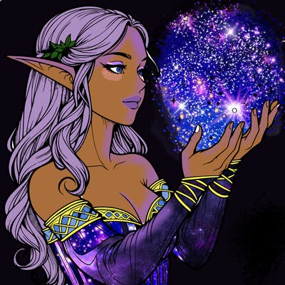 realistic elf girl doing magic