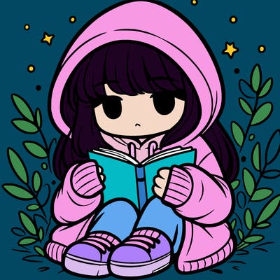 girl in oversized hoodie reading a book
