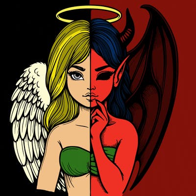 realistic angel half demon