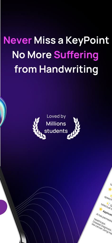 NovaTutor.AI: Video Tutor - NovaTutor.AI promotional screen highlighting key point capture and the elimination of manual handwriting for students.