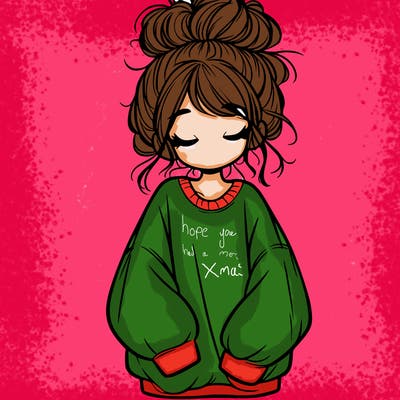 girl with baggy sweatshirt and messy bun