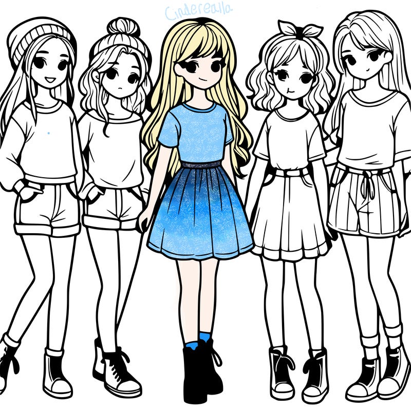 a group of five girls