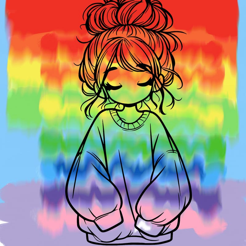 girl with baggy sweatshirt and messy bun