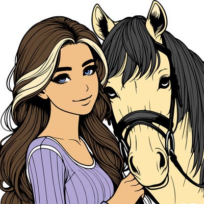 realistic girl with horse