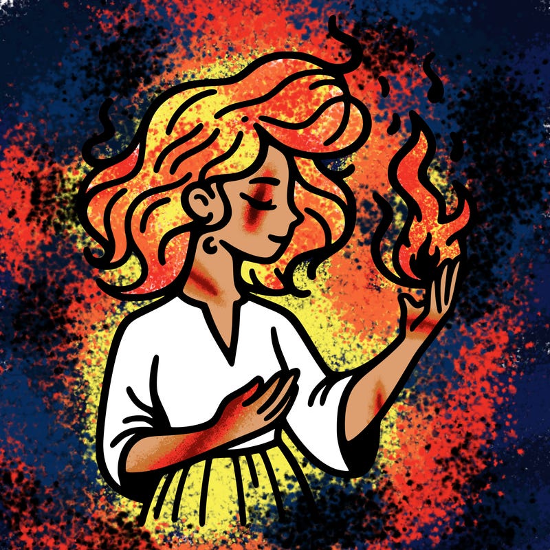 woman with fire