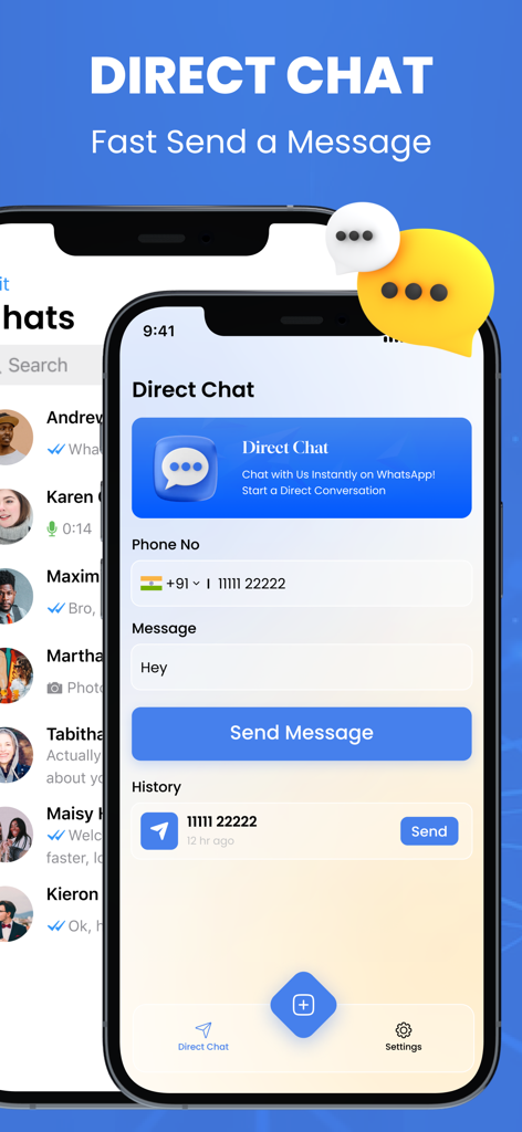 Dual Space Lite-Multi Accounts - Interface de Chat Direto para enviar mensagens sem salvar contatos