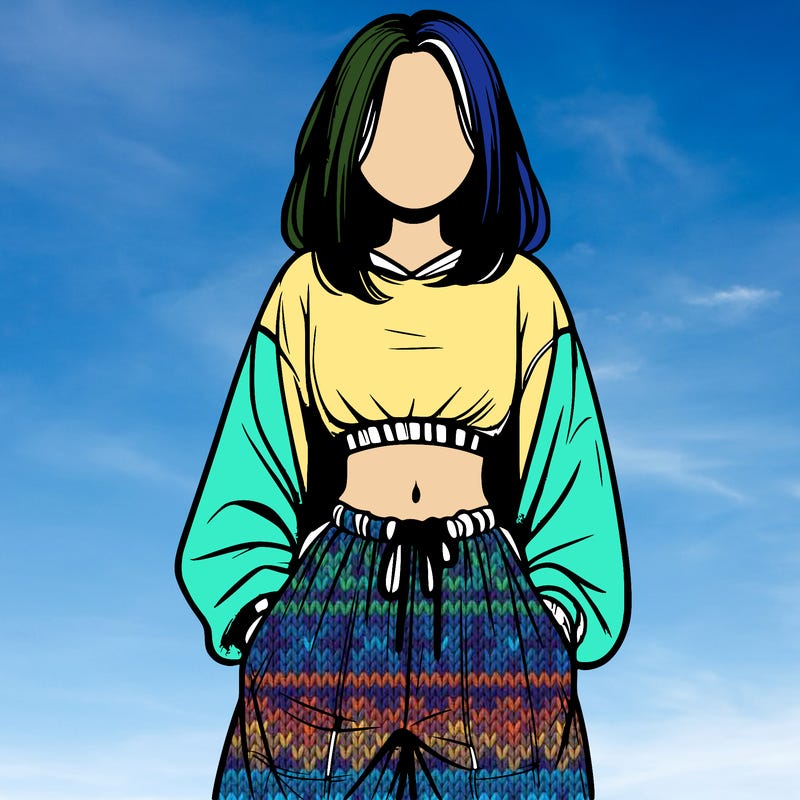 realistic girl faceless with baggy pants and a crop top