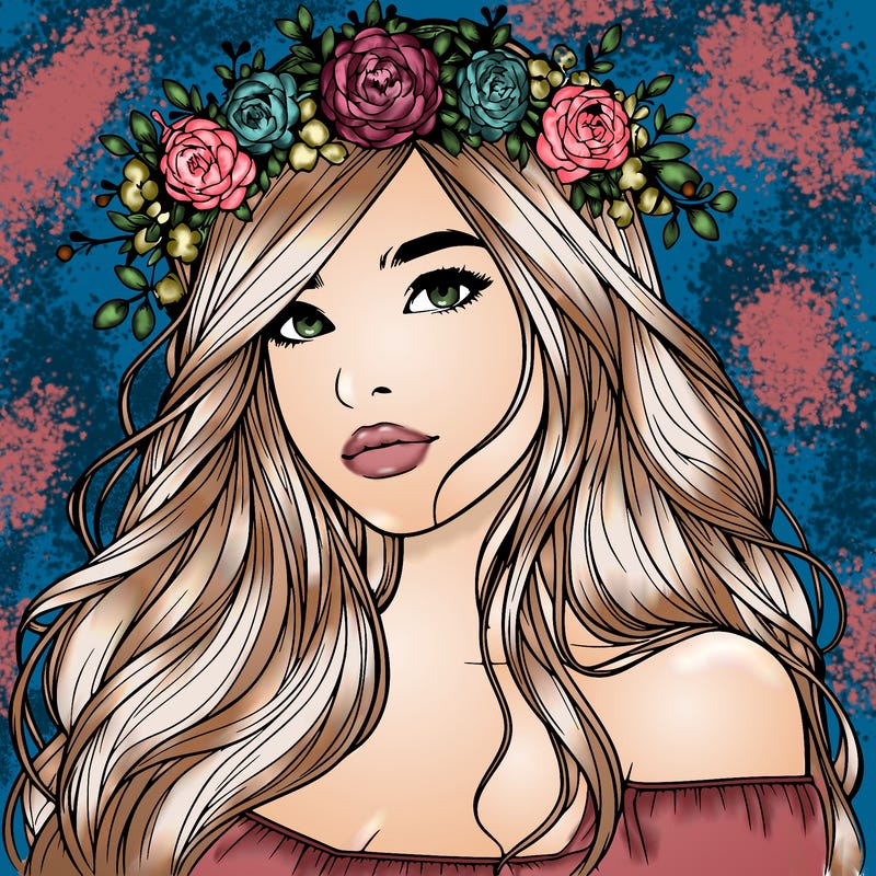 realistic girl with flower crown