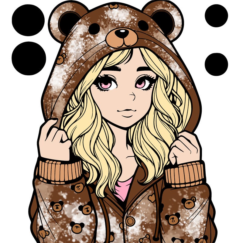 realistic girl in a animal pjs hoodie