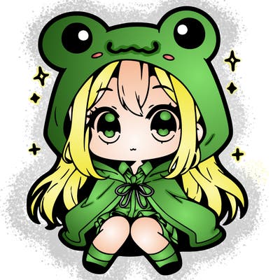 chibi girl with frog hoodie