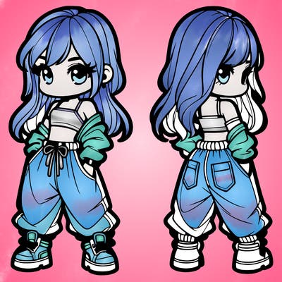 girl in crop top and baggy pants