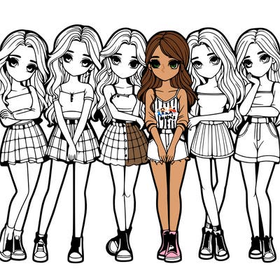 a group of girls realistic