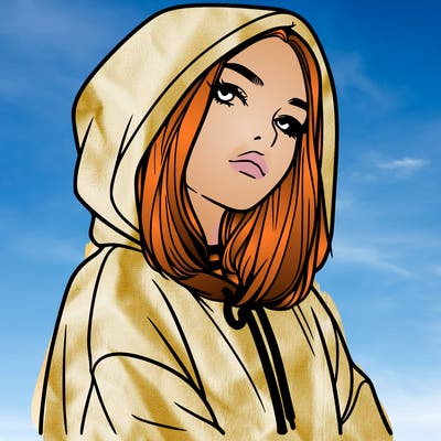 a realistic girl in a hoodie