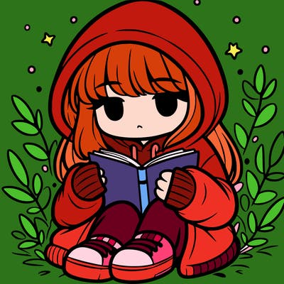 girl in oversized hoodie reading a book