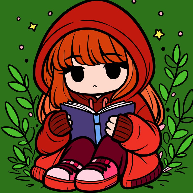 girl in oversized hoodie reading a book