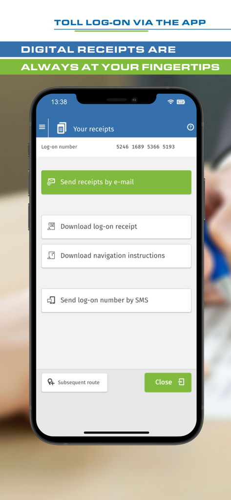 Digital receipts and navigation instructions in the Toll Collect app