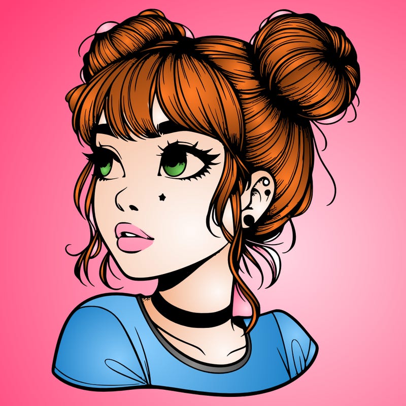 realistic girl with spacebuns