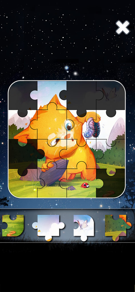 Talking Ginger - Personaje de gato Talking Ginger en un minijuego de rompecabezas dentro de la aplicación