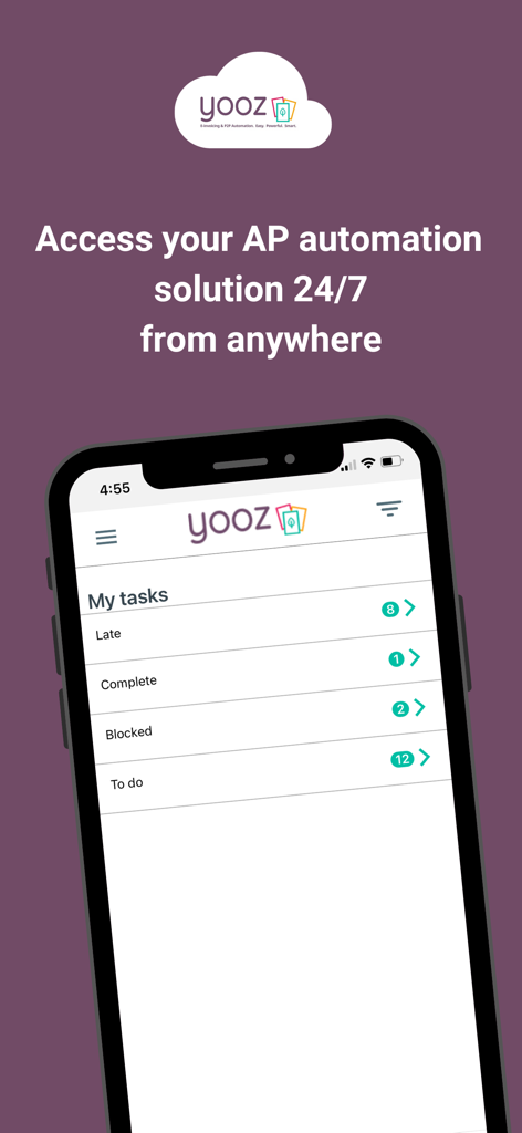 YoozMobile Rising - YoozMobile Rising interface displaying the accounts payable tasks dashboard