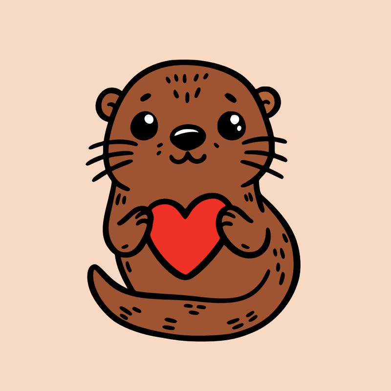 otter with a heart