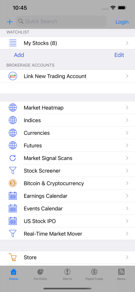 Stocks Pro : Real-time stock - Stocks Pro app home screen showing market heatmap and real time trading tools