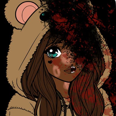 realistic girl in a bear hoodie