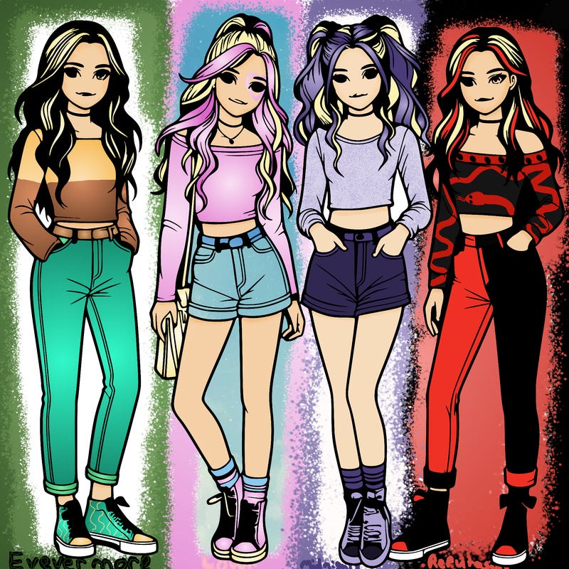 realistic four teenage girls