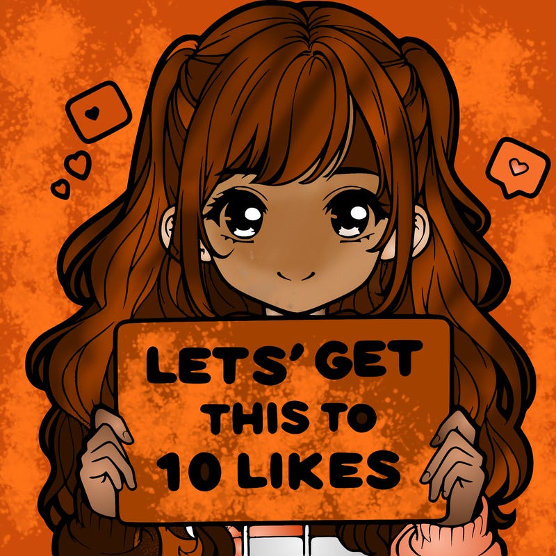 girl holding up sign that says let’s get this to 10 likes realistic