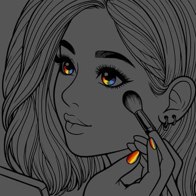 a realistic girl doing her makeup