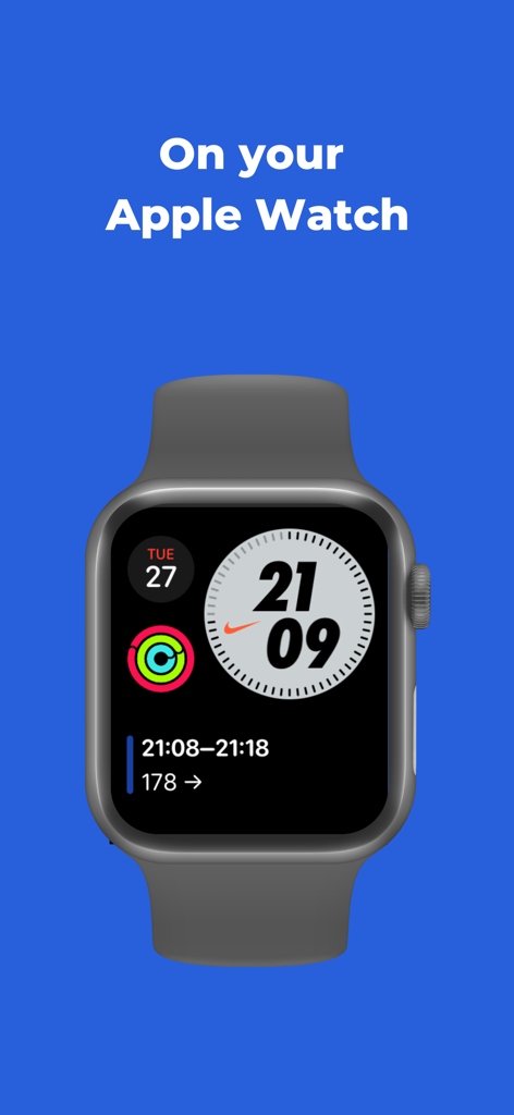 Sweet Dreams – Sugar Tracker - Sweet Dreams app complication on an Apple Watch displaying real-time glucose levels and trend data
