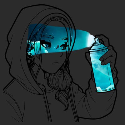 a realistic girl, spray painting