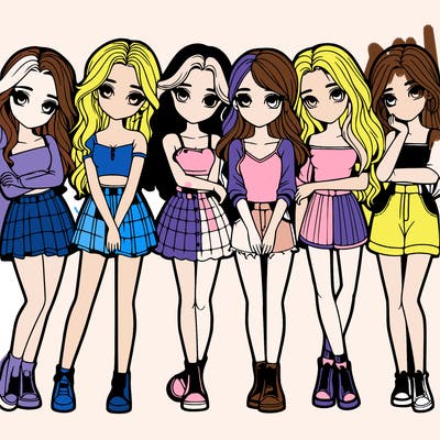 a group of girls realistic