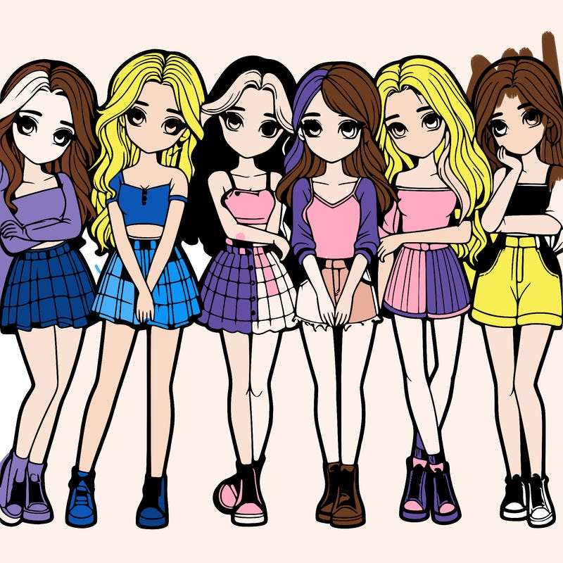 a group of girls realistic
