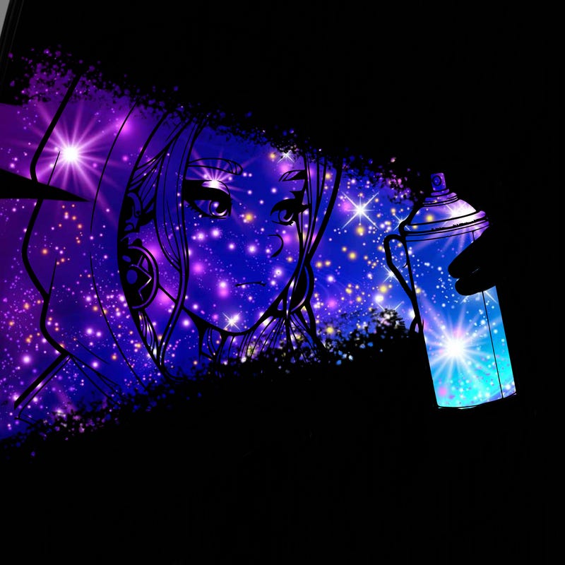 a realistic girl, spray painting