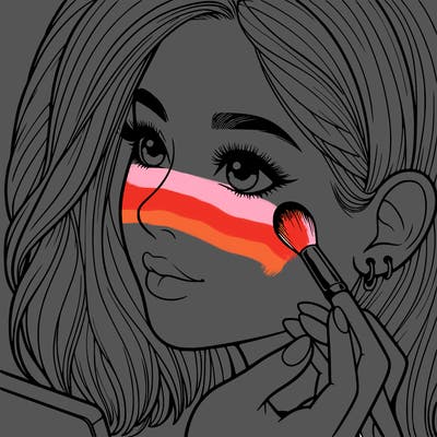 a realistic girl doing her makeup