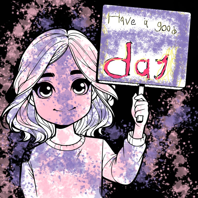 realistic girl holding up a sign