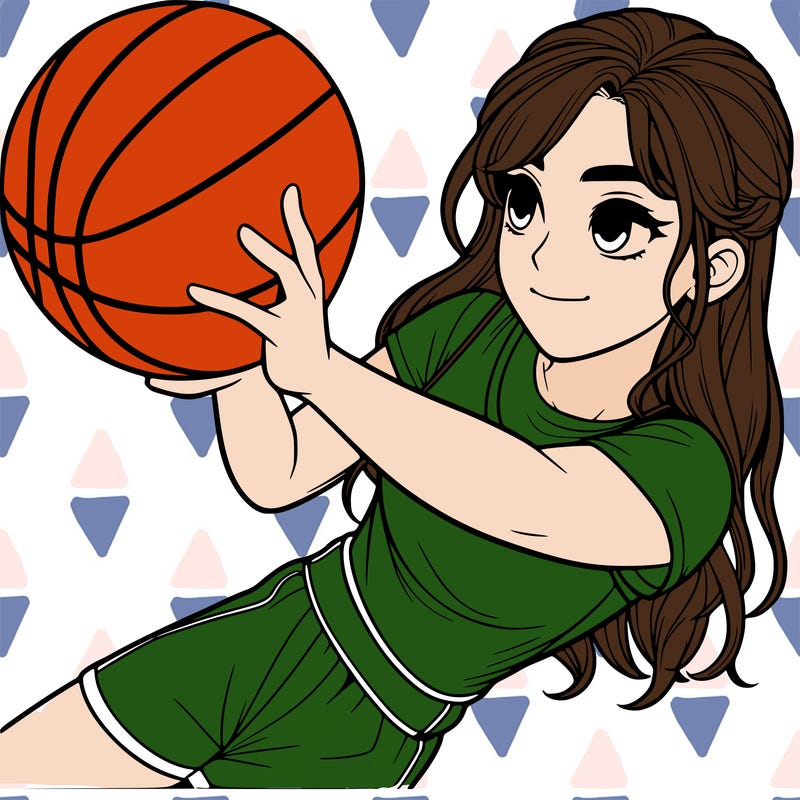 realistic girl playing basketball