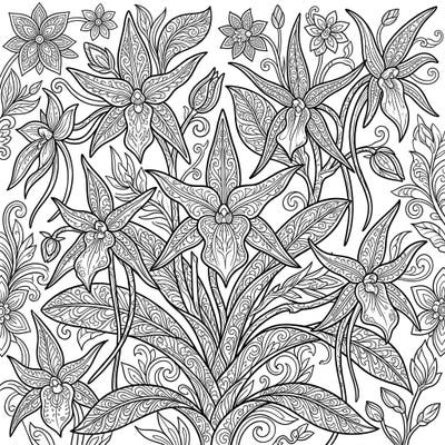 Dive into the exquisite world of Angraecum Orchids with this intricate adult coloring page, designed to provide a deeply relaxing and rewarding artistic experience. Explore the detailed star-shaped blooms and delicate botanical patterns as you bring this beautiful floral scene to life with your chosen colors.